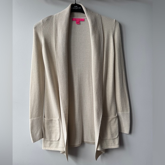 Lilly Pulitzer Sweaters - Lilly Pulitzer Heathered Beige Open Front Knit Cardigan Sweater Women's XXS